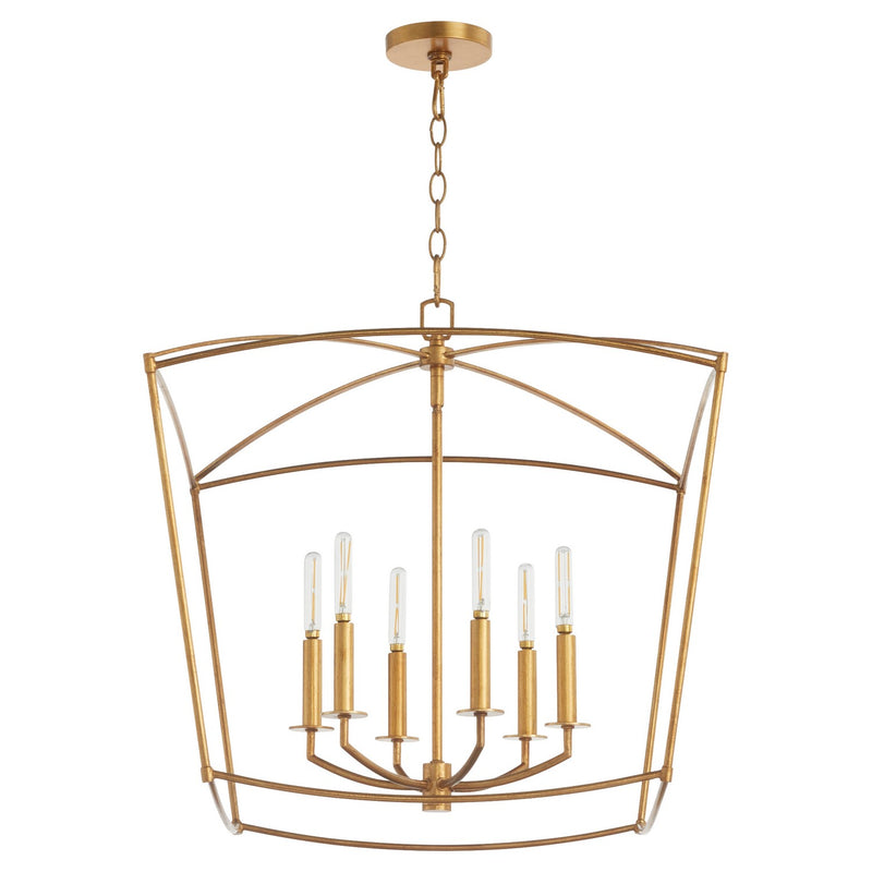 Quorum 6412-6-74 Six Light Pendant, Gold Leaf