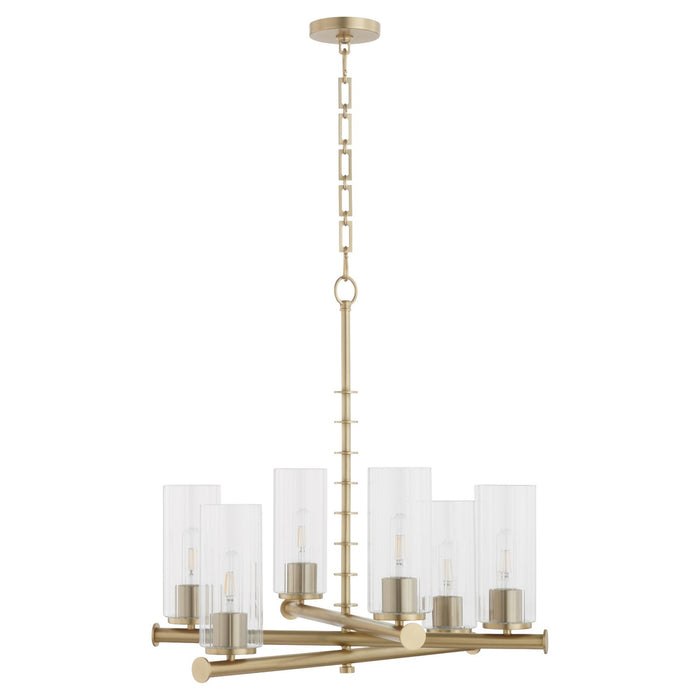 Quorum 641-6-80 Six Light Chandelier, Aged Brass