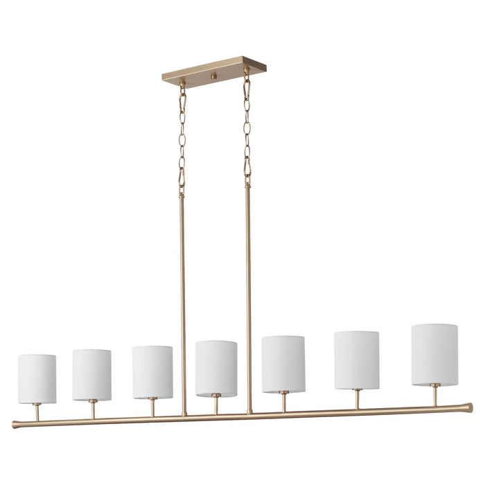 Quorum 647-7-80 Seven Light Linear Chandelier, Aged Brass