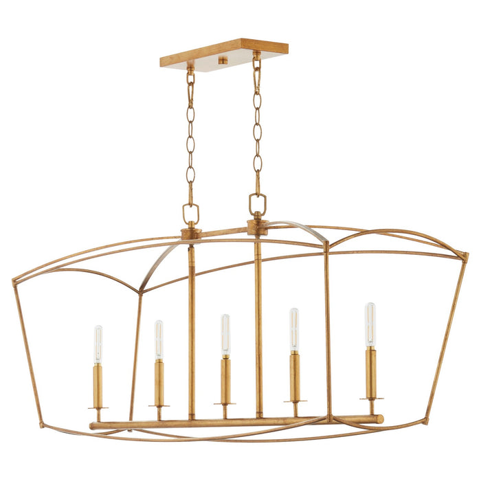 Quorum 6512-5-74 Five Light Chandelier, Gold Leaf