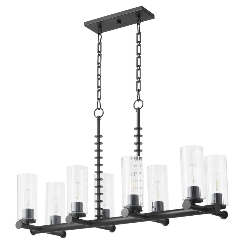 Quorum 651-8-59 Eight Light Linear Chandelier, Matte Black