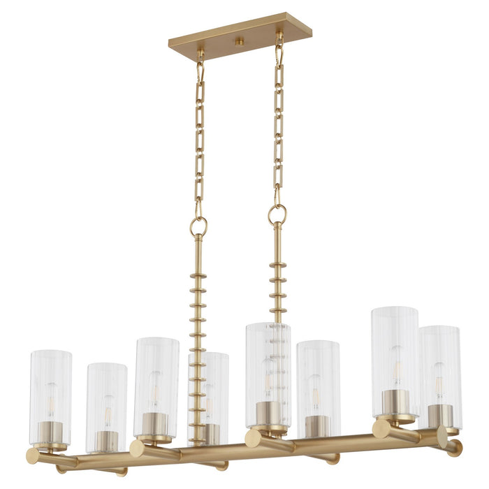 Quorum 651-8-80 Eight Light Linear Chandelier, Aged Brass