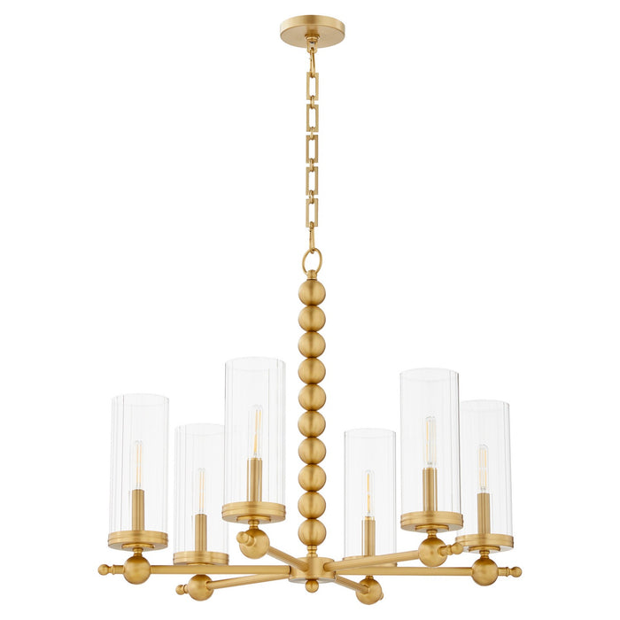 Quorum 660-6-80 Six Light Chandelier, Aged Brass