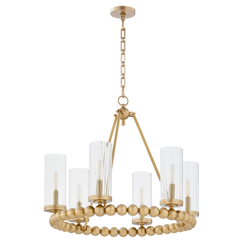 Quorum 661-6-80 Six Light Chandelier, Aged Brass