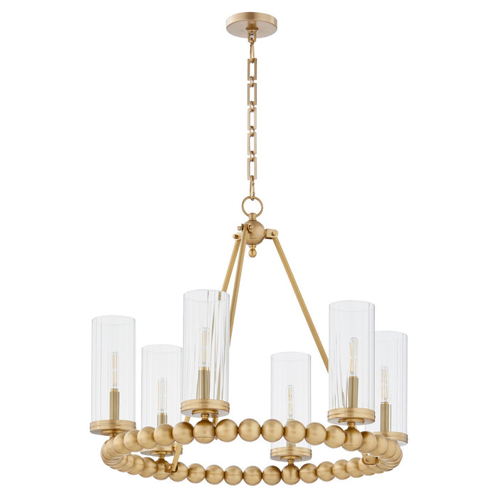 Quorum 661-6-80 Six Light Chandelier, Aged Brass