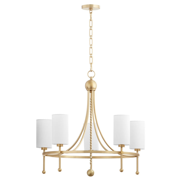 Quorum 664-5-80 Five Light Chandelier, Aged Brass