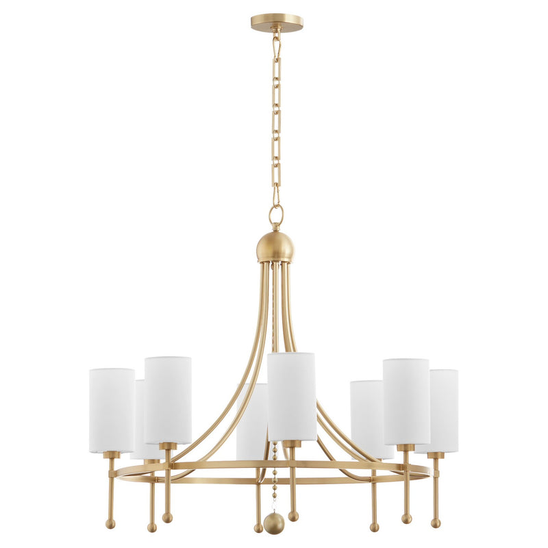 Quorum 664-8-80 Eight Light Chandelier, Aged Brass