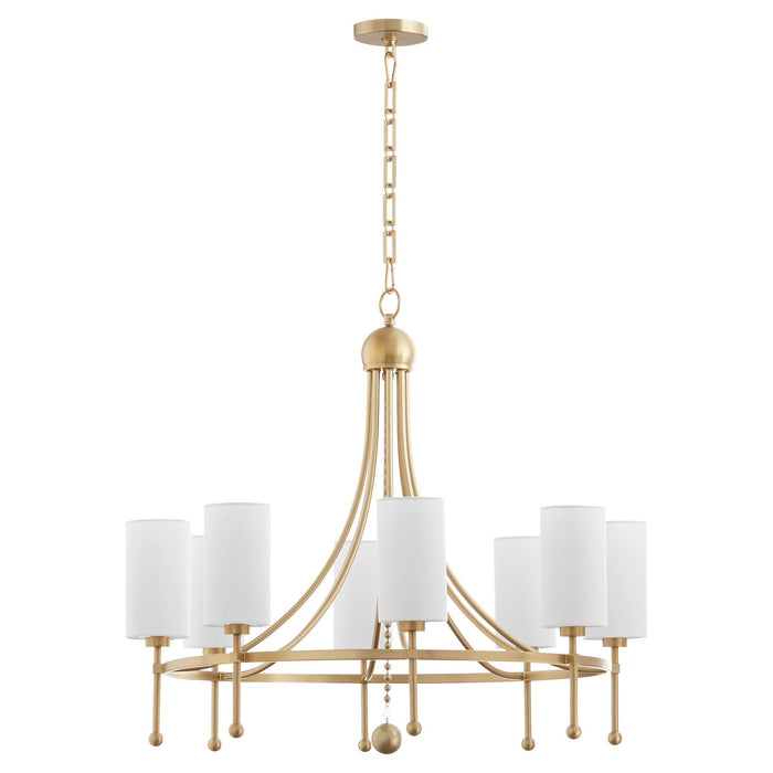 Quorum 664-8-80 Eight Light Chandelier, Aged Brass