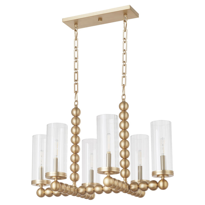 Quorum 665-6-80 Six Light Chandelier, Aged Brass