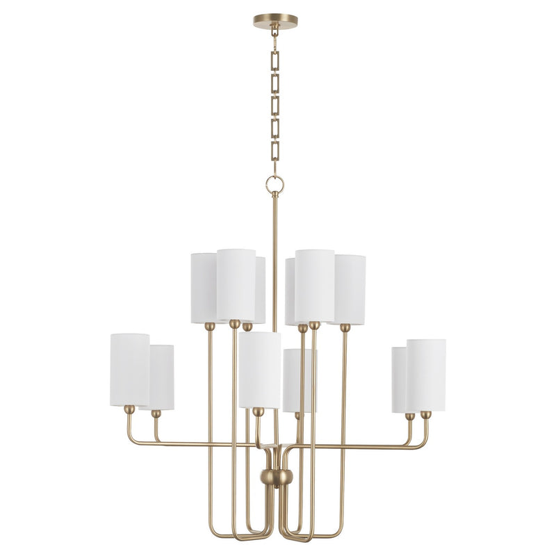 Quorum 698-12-80 12 Light Chandelier, Aged Brass