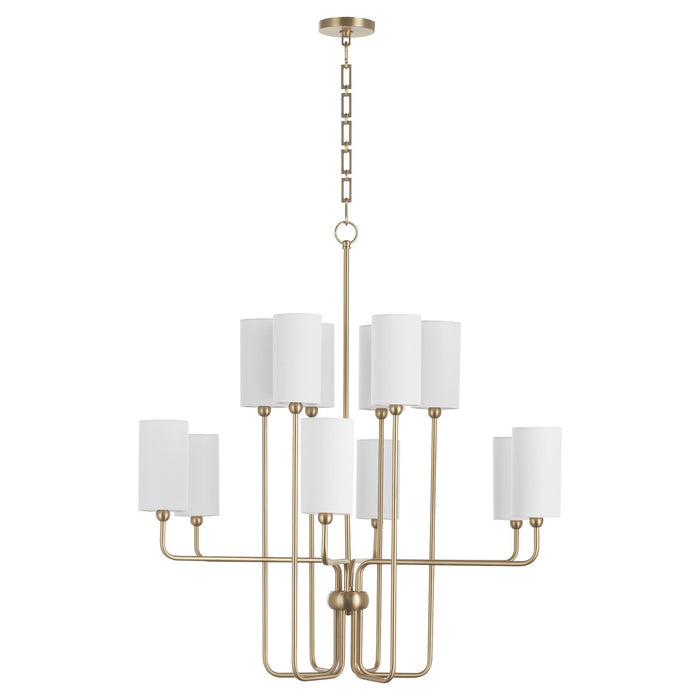 Quorum 698-12-80 12 Light Chandelier, Aged Brass