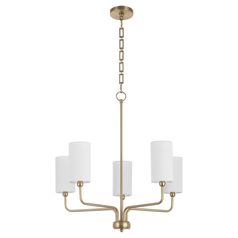 Quorum 698-5-80 Five Light Chandelier, Aged Brass