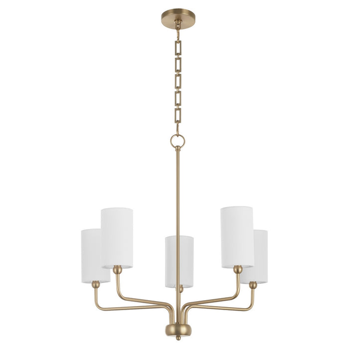 Quorum 698-5-80 Five Light Chandelier, Aged Brass