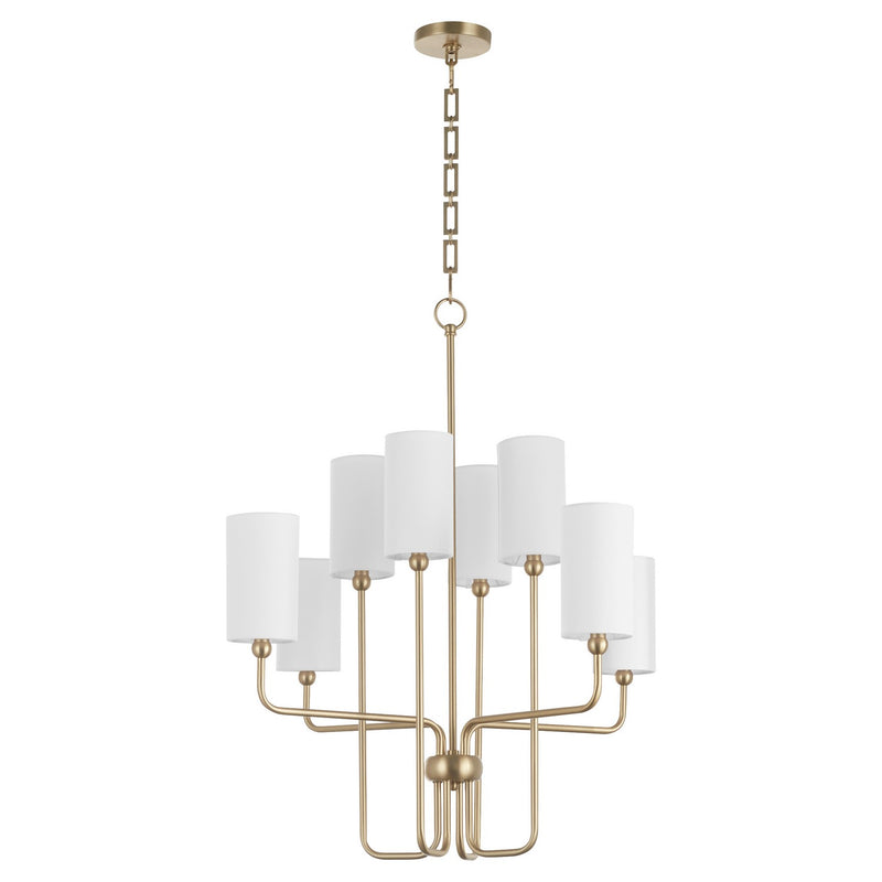 Quorum 698-8-80 Eight Light Chandelier, Aged Brass