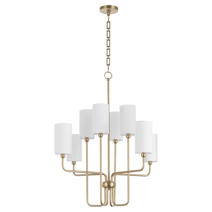 Quorum 698-8-80 Eight Light Chandelier, Aged Brass