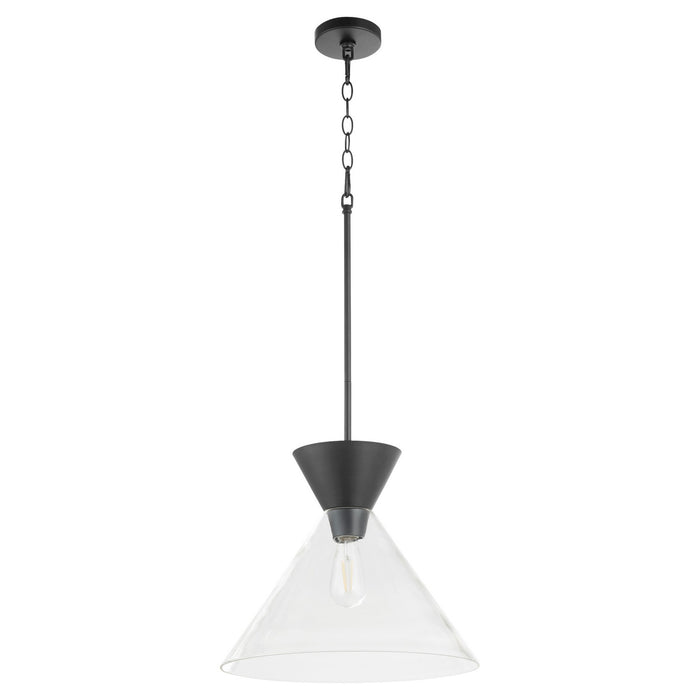 Quorum 8119-259 One Light Pendant, Matte Black w/ Clear Glass
