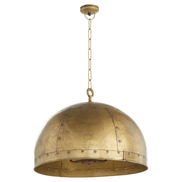 Quorum 85-3-75 Three Light Pendant, Artisan Brass