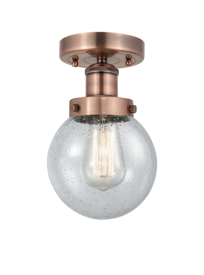 Innovations 616-1F-AC-G204-6 One Light Semi-Flush Mount, Antique Copper