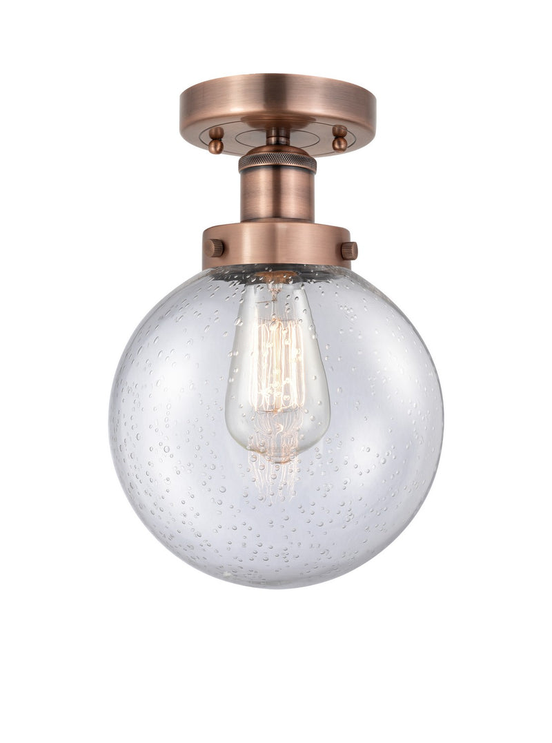 Innovations 616-1F-AC-G204-8 One Light Semi-Flush Mount, Antique Copper