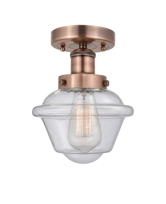 Innovations 616-1F-AC-G534 One Light Semi-Flush Mount, Antique Copper