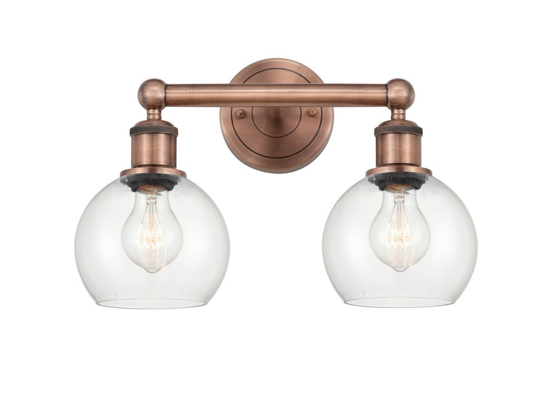 Innovations 616-2W-AC-G122-6 Two Light Bath Vanity, Antique Copper