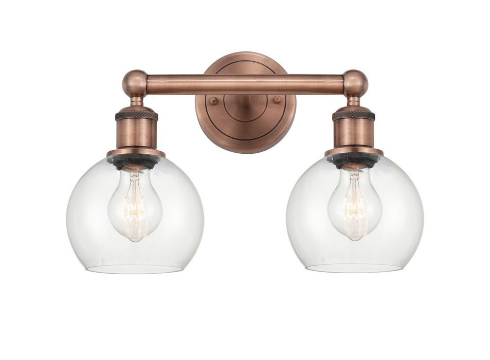 Innovations 616-2W-AC-G122-6 Two Light Bath Vanity, Antique Copper