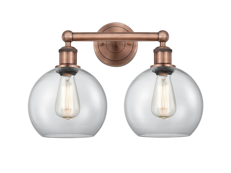 Innovations 616-2W-AC-G122-8 Two Light Bath Vanity, Antique Copper