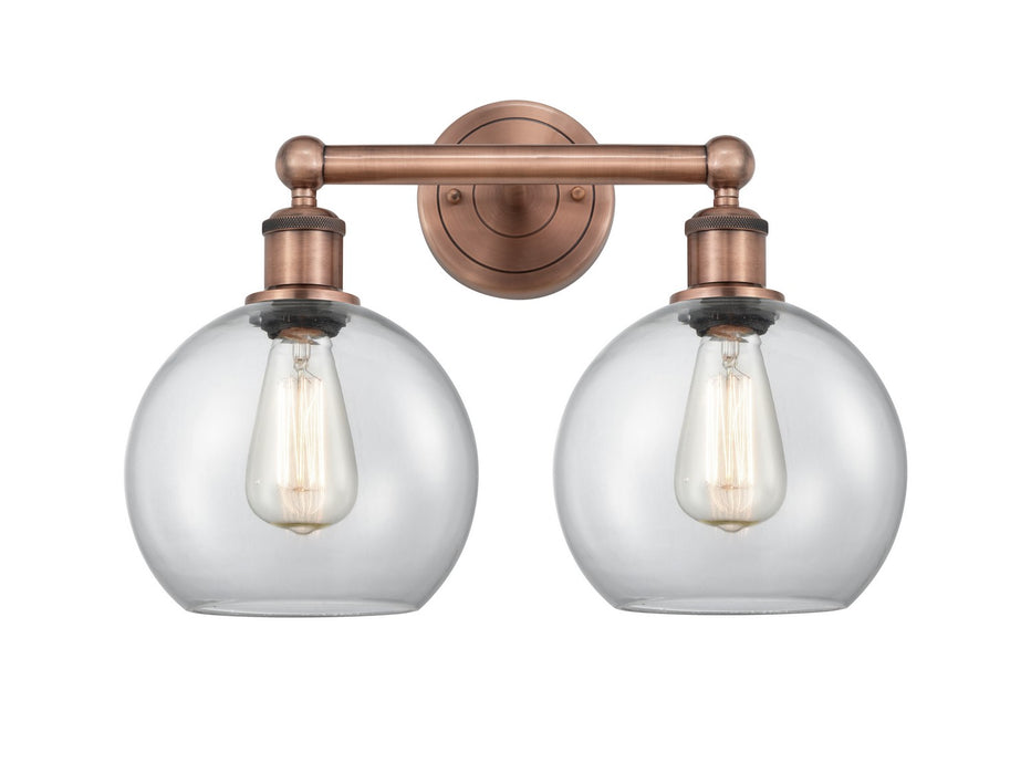 Innovations 616-2W-AC-G122-8 Two Light Bath Vanity, Antique Copper