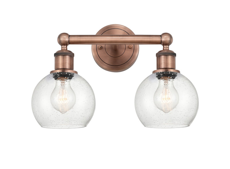 Innovations 616-2W-AC-G124-6 Two Light Bath Vanity, Antique Copper