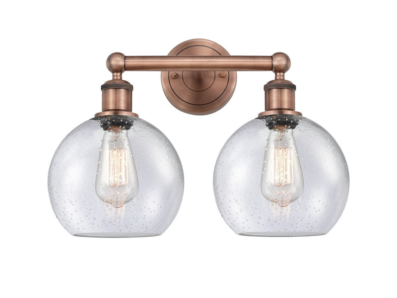 Innovations 616-2W-AC-G124-8 Two Light Bath Vanity, Antique Copper