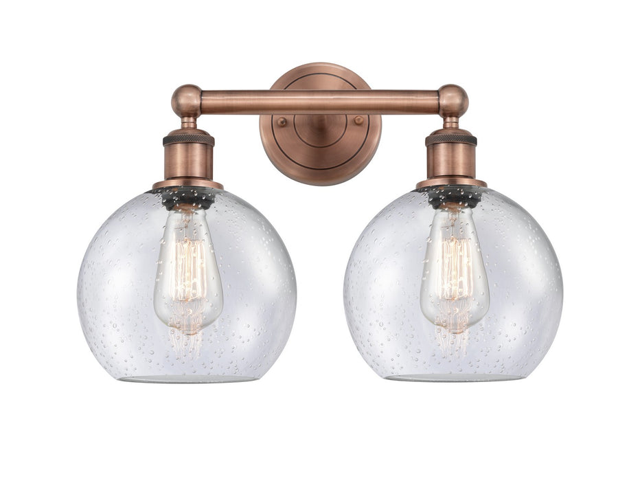 Innovations 616-2W-AC-G124-8 Two Light Bath Vanity, Antique Copper