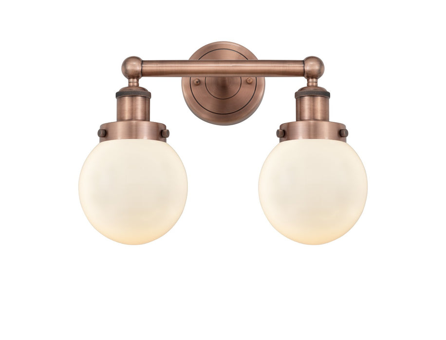 Innovations 616-2W-AC-G201-6 Two Light Bath Vanity, Antique Copper