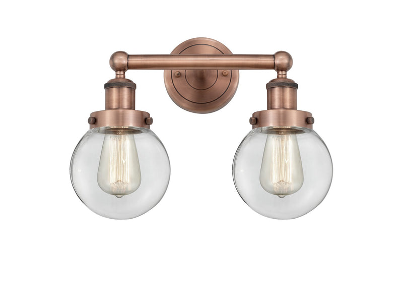 Innovations 616-2W-AC-G202-6 Two Light Bath Vanity, Antique Copper