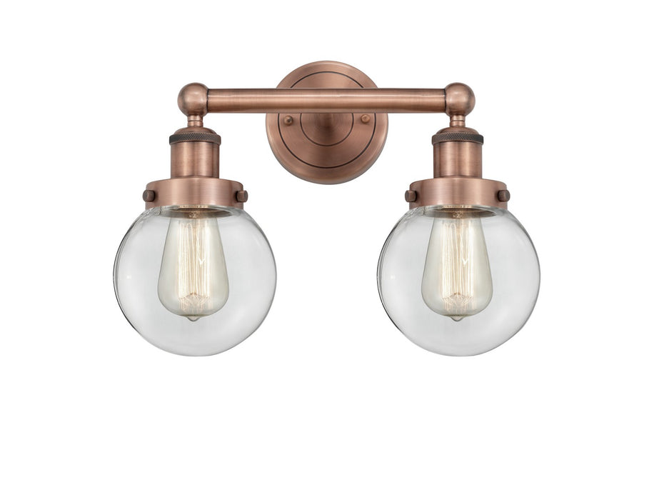 Innovations 616-2W-AC-G202-6 Two Light Bath Vanity, Antique Copper