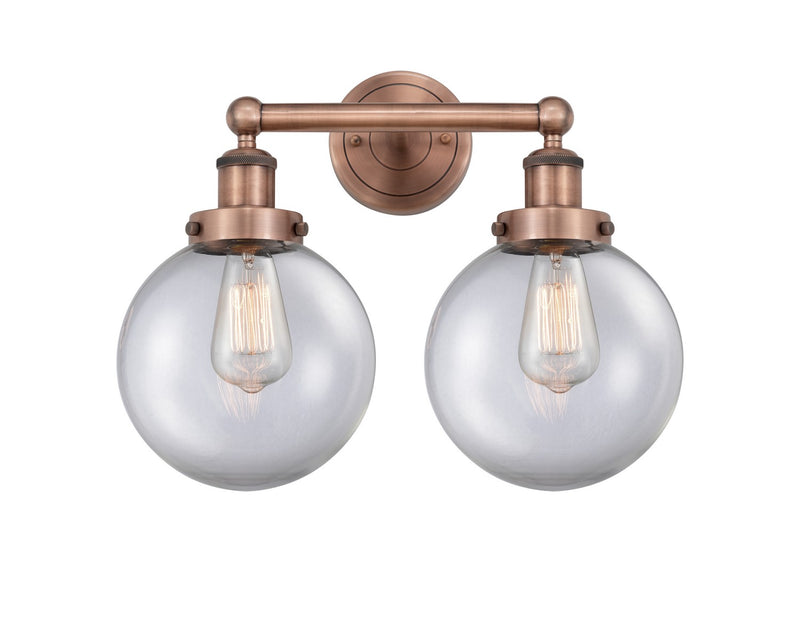 Innovations 616-2W-AC-G202-8 Two Light Bath Vanity, Antique Copper