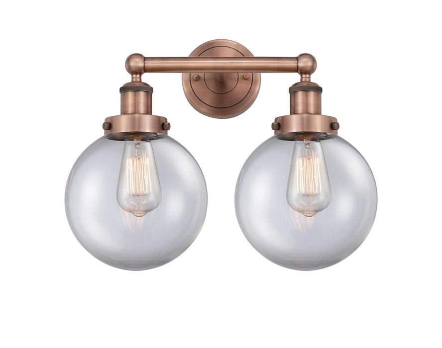 Innovations 616-2W-AC-G202-8 Two Light Bath Vanity, Antique Copper