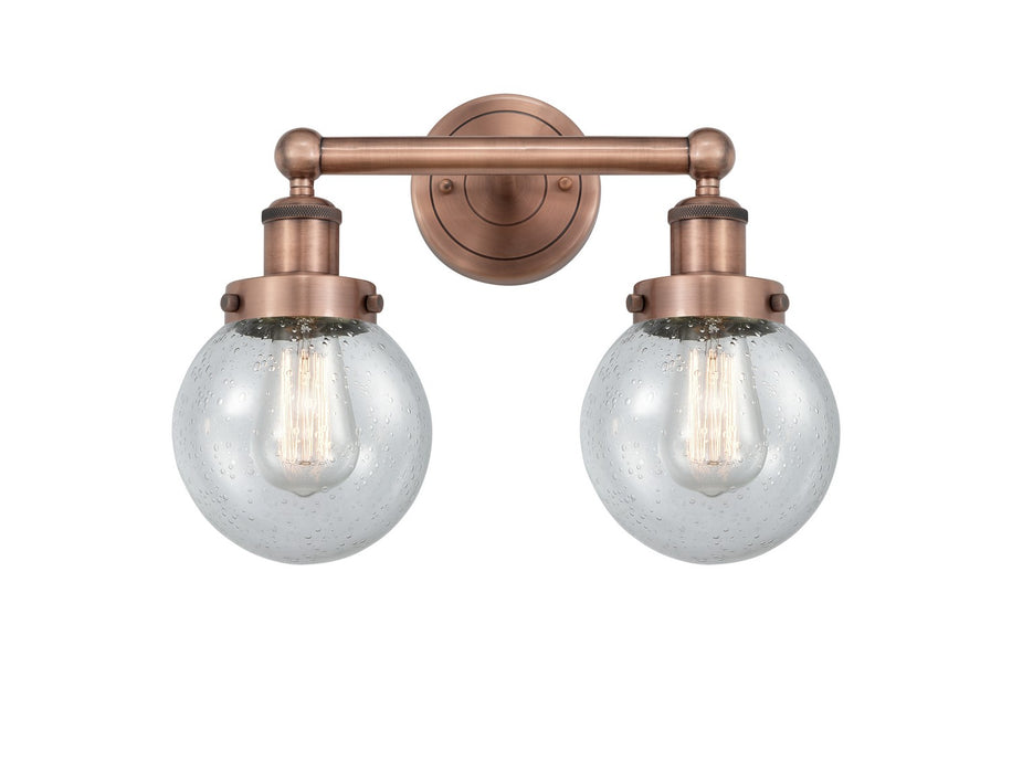 Innovations 616-2W-AC-G204-6 Two Light Bath Vanity, Antique Copper