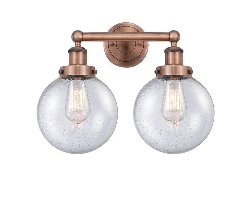 Innovations 616-2W-AC-G204-8 Two Light Bath Vanity, Antique Copper