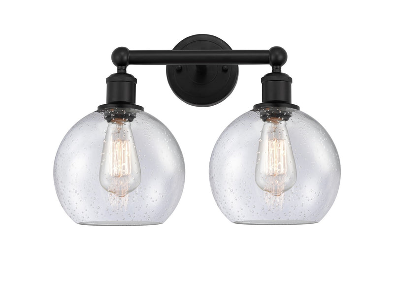 Innovations 616-2W-BK-G124-8 Two Light Bath Vanity, Matte Black