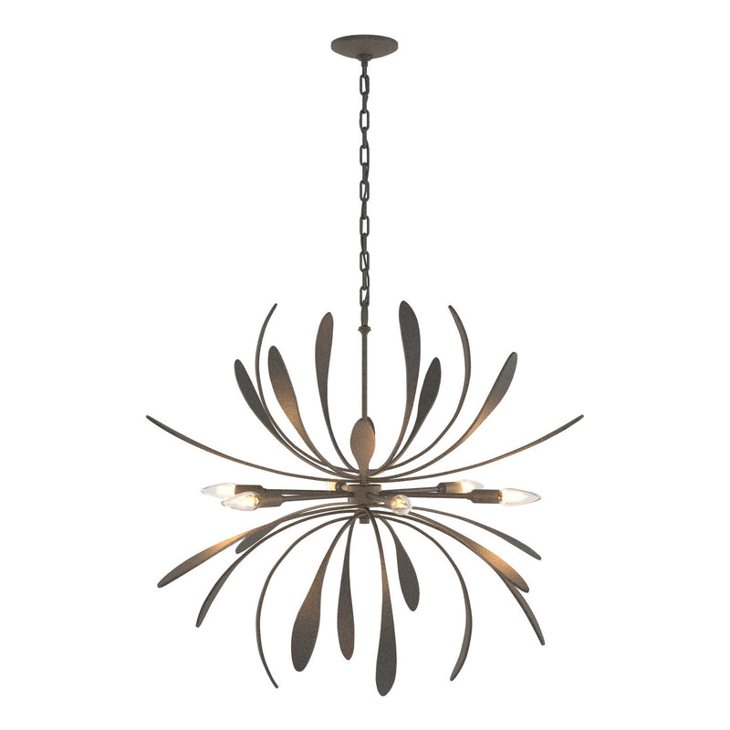 Hubbardton Forge 104350-SKT-20 Six Light Chandelier, Natural Iron