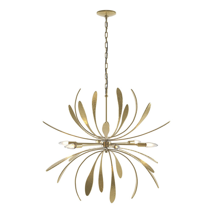 Hubbardton Forge 104350-SKT-86 Six Light Chandelier, Modern Brass