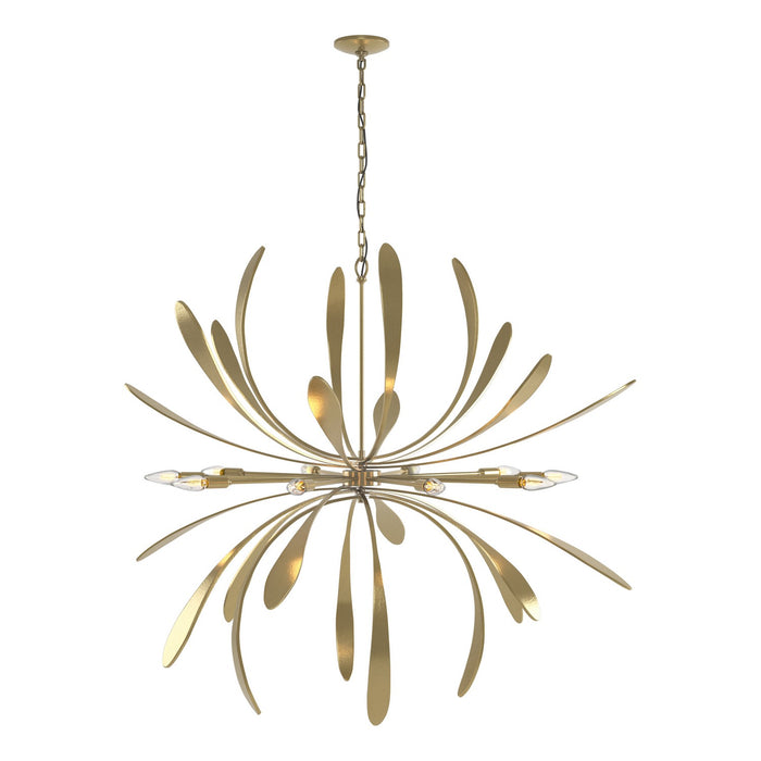 Hubbardton Forge 104355-SKT-86 Ten Light Chandelier, Modern Brass