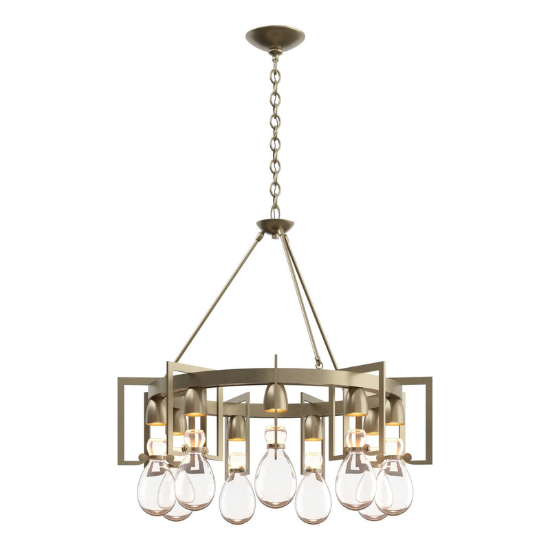 Hubbardton Forge 104360-SKT-84-ZM0572 Nine Light Chandelier, Soft Gold