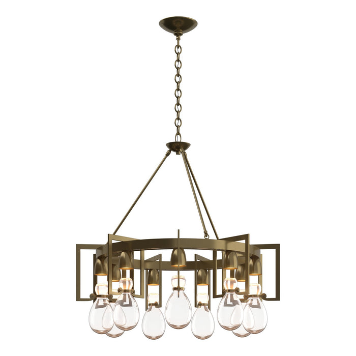 Hubbardton Forge 104360-SKT-86-ZM0572 Nine Light Chandelier, Modern Brass