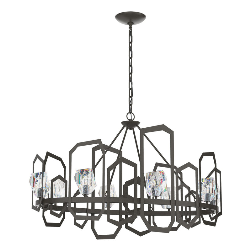 Hubbardton Forge 105020-SKT-07-CR Eight Light Chandelier, Dark Smoke