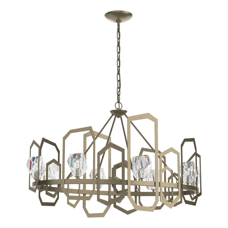 Hubbardton Forge 105020-SKT-84-CR Eight Light Chandelier, Soft Gold