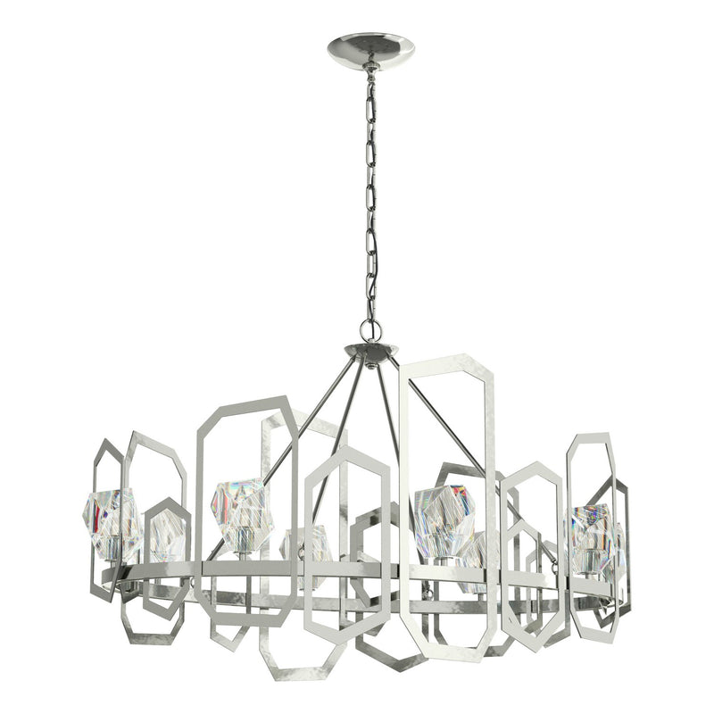 Hubbardton Forge 105020-SKT-85-CR Eight Light Chandelier, Sterling