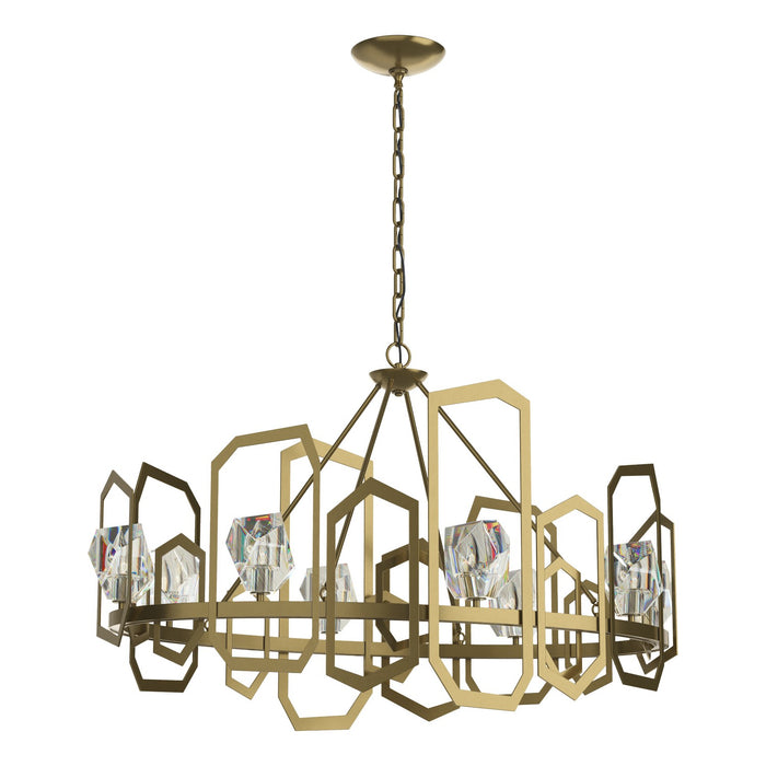 Hubbardton Forge 105020-SKT-86-CR Eight Light Chandelier, Modern Brass