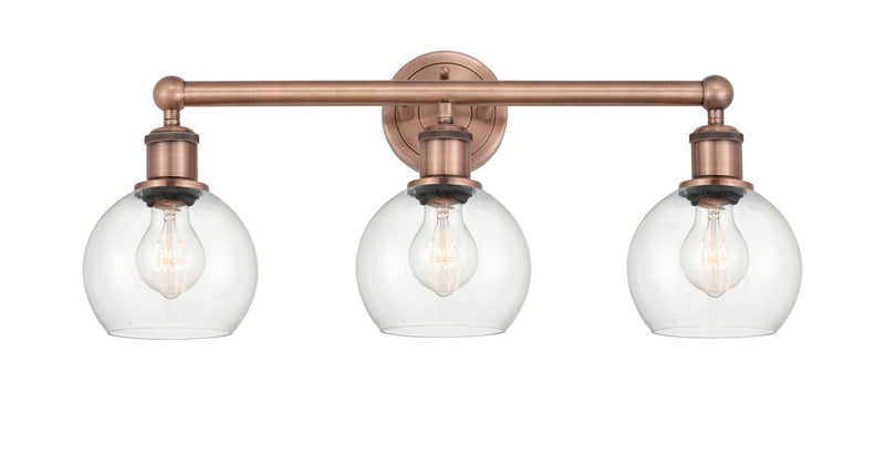 Innovations 616-3W-AC-G122-6 Three Light Bath Vanity, Antique Copper