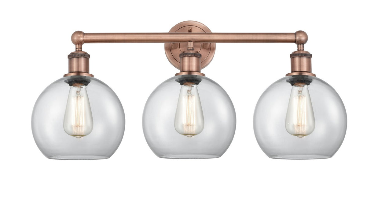 Innovations 616-3W-AC-G122-8 Three Light Bath Vanity, Antique Copper